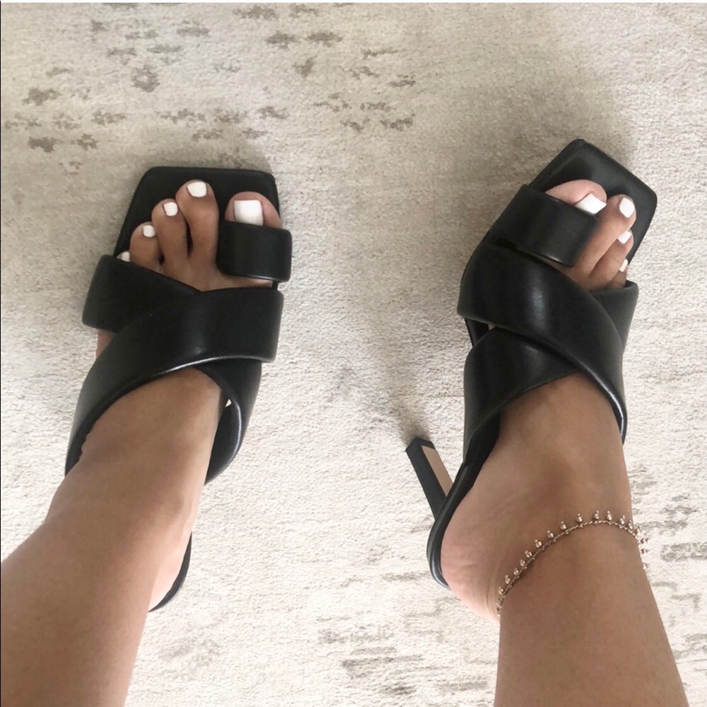 Zara Square Toe Leather Mules
